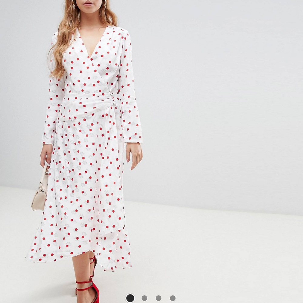 ASOS WHITE AND RED POLKA DOT DRESS